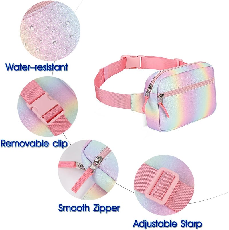 cotmcor Store Valentines Day Gifts for Kids: Fanny Pack Birthday Gift for 5 6 7 8 9 10 11 12 Year Old Teen Girls, Preppy Cute Trendy Stuff Colorblock Crossbody Bag Adjustable Belt Bags for Travel Outdoor - Image 5